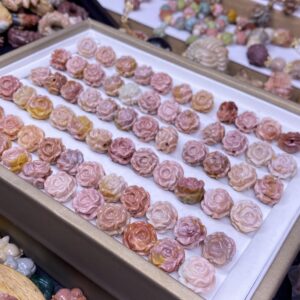 High-Quality Exquisitely Hand-Carved Alashan Agate Rose, Pink Mango Color, Perfect Accessory for DIY Bracelets
